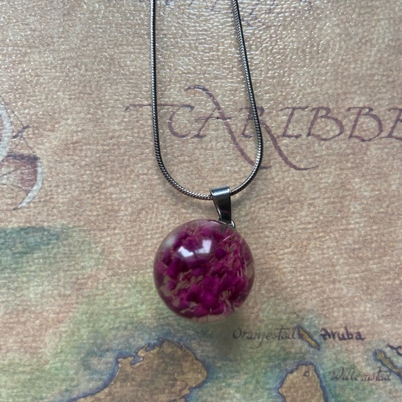 Silver Necklace with Blown Glass Pendant - Picture 2 of 2